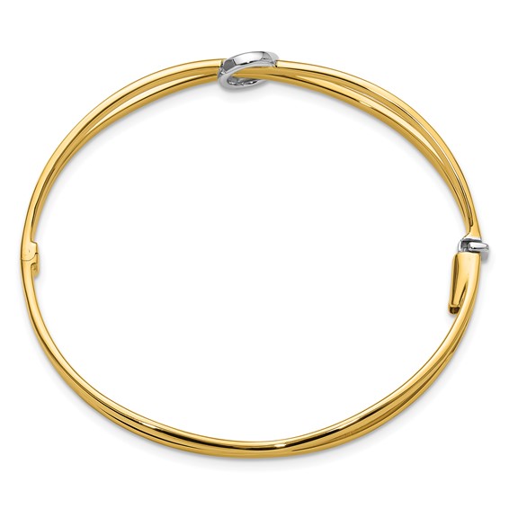 Herco 14K Two-tone Polished Fancy Circle Hinged Bangle
