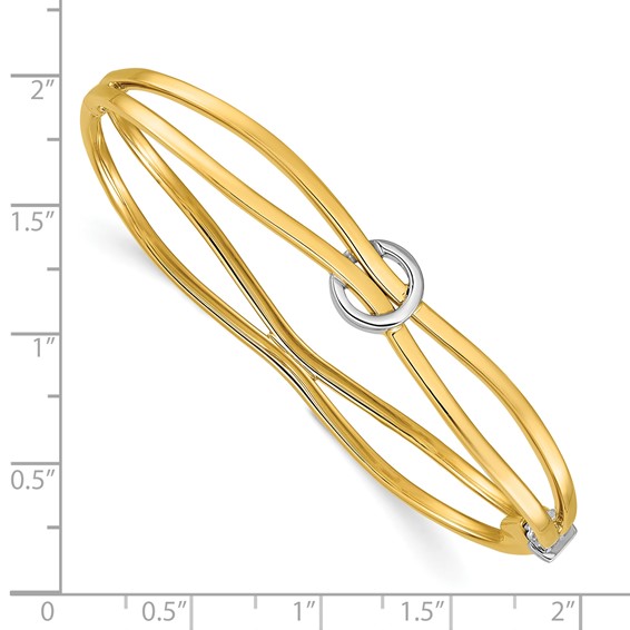 Herco 14K Two-tone Polished Fancy Circle Hinged Bangle