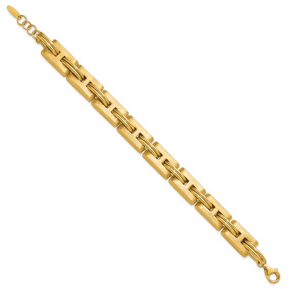 Herco 14K Polished and Brushed 10.5mm Fancy Link 7.5 Inch with .75 Inch Extension Bracelet