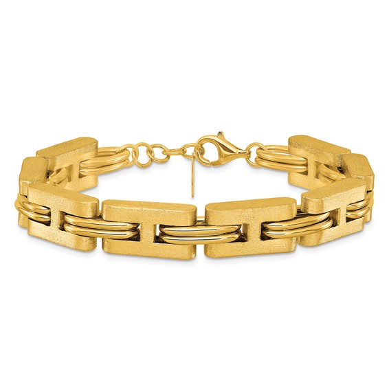 Herco 14K Polished and Brushed 10.5mm Fancy Link 7.5 Inch with .75 Inch Extension Bracelet