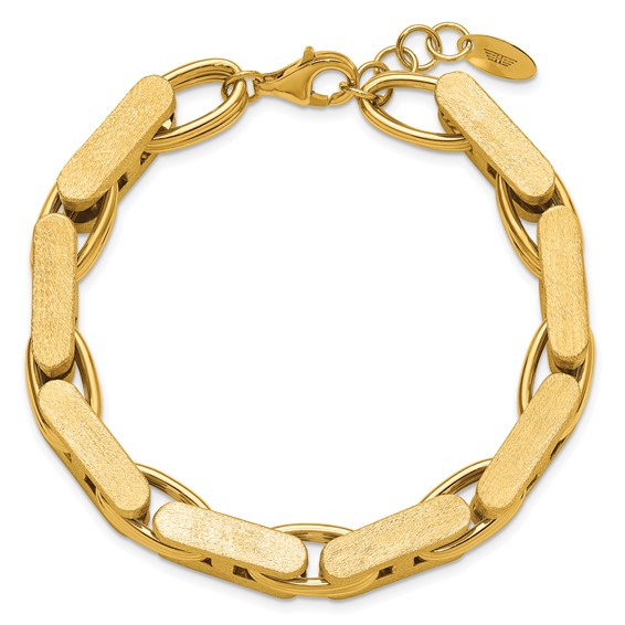 Herco 14K Polished and Brushed 10.5mm Fancy Link 7.5 Inch with .75 Inch Extension Bracelet