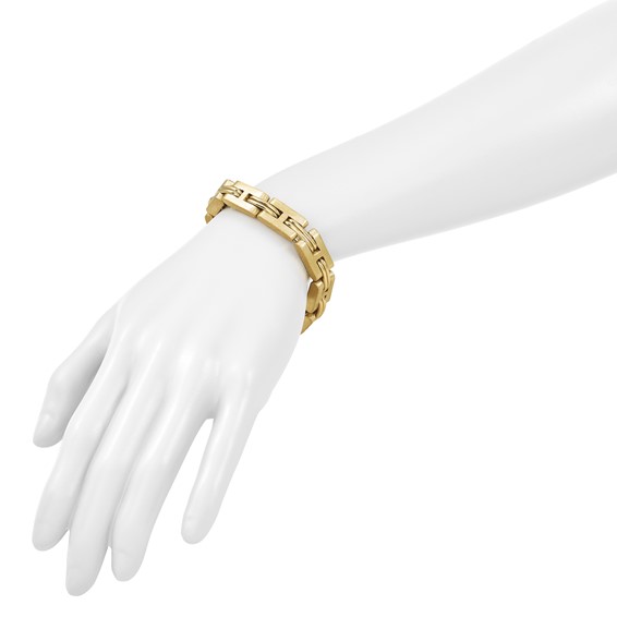 Herco 14K Polished and Brushed 10.5mm Fancy Link 7.5 Inch with .75 Inch Extension Bracelet