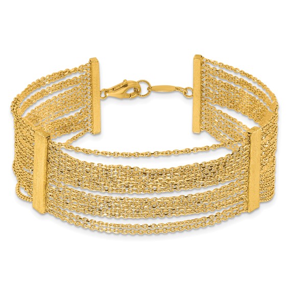 Herco 14K Polished and Brushed Fancy Multi-strand 7 Inch Bracelet