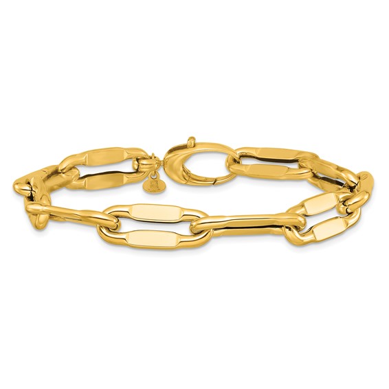 Herco 14K Polished 9.0mm Flat Elongated Link 8 Inch Bracelet