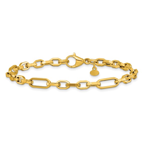 Herco 14K Polished 5.0mm Hexagonal Mixed Link 7.5 Inch Bracelet