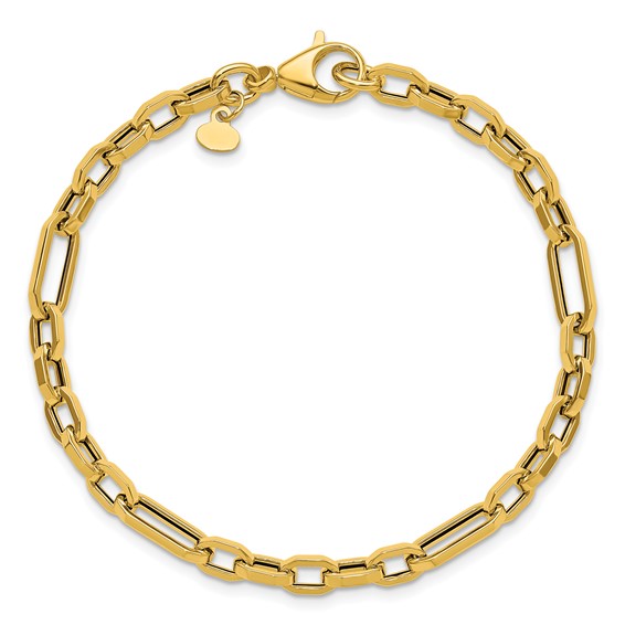 Herco 14K Polished 5.0mm Hexagonal Mixed Link 7.5 Inch Bracelet
