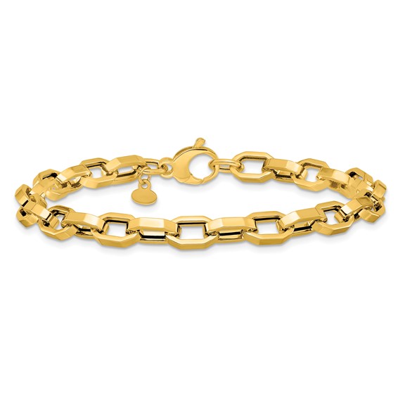 Herco 14K Polished 5.85mm Hexagonal Link 7.5 Inch Bracelet