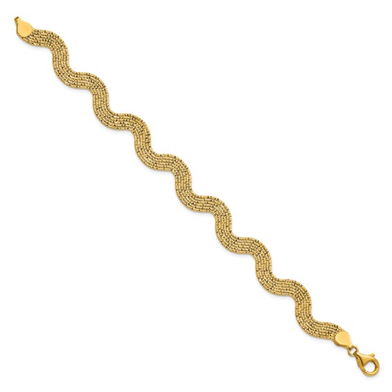 Herco 14K Polished and Diamond-cut Wavy 7.5 Inch Bracelet