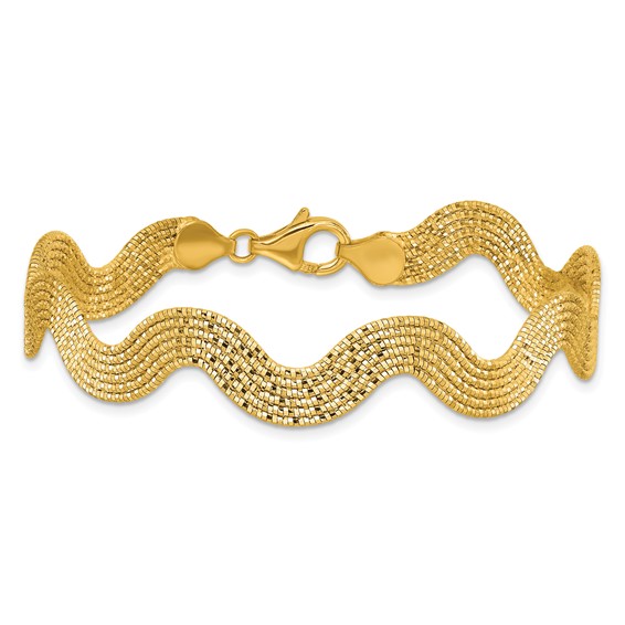 Herco 14K Polished and Diamond-cut Wavy 7.5 Inch Bracelet