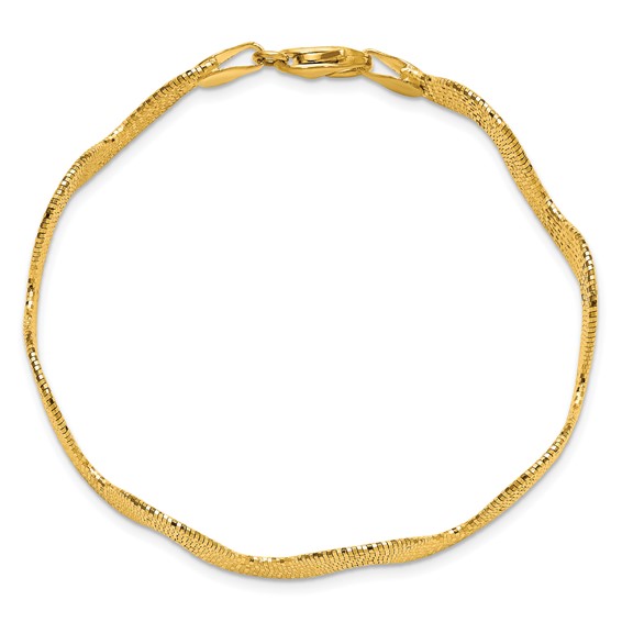 Herco 14K Polished and Diamond-cut Wavy 7.5 Inch Bracelet