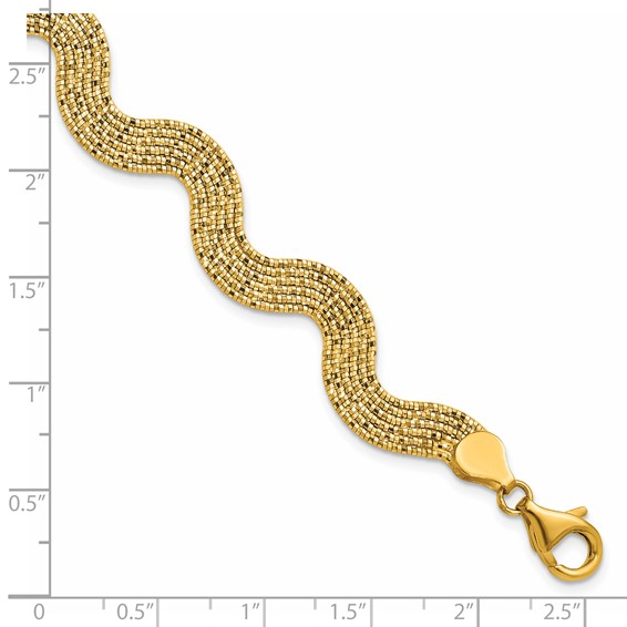 Herco 14K Polished and Diamond-cut Wavy 7.5 Inch Bracelet