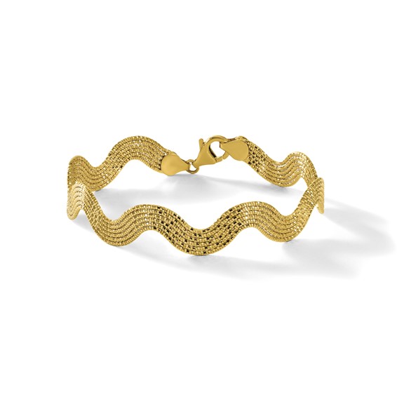 Herco 14K Polished and Diamond-cut Wavy 7.5 Inch Bracelet