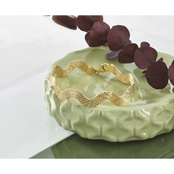 Herco 14K Polished and Diamond-cut Wavy 7.5 Inch Bracelet