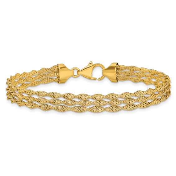 Herco 14K Polished Fancy Twisted Chain 3-Strand 7.25 Inch Bracelet