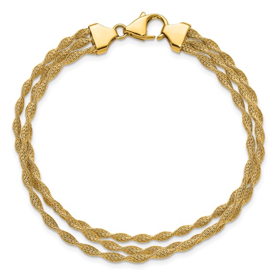 Herco 14K Polished Fancy Twisted Chain 3-Strand 7.25 Inch Bracelet