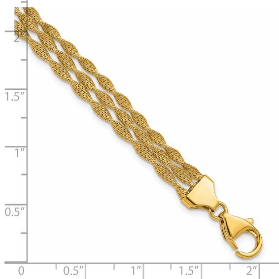 Herco 14K Polished Fancy Twisted Chain 3-Strand 7.25 Inch Bracelet