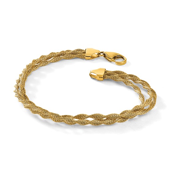 Herco 14K Polished Fancy Twisted Chain 3-Strand 7.25 Inch Bracelet