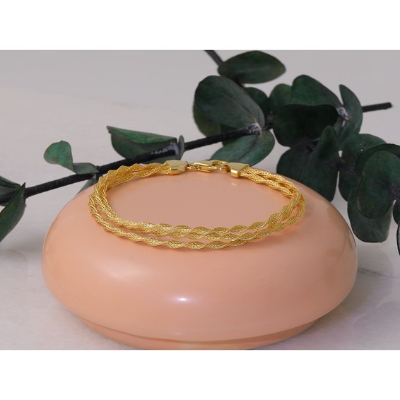 Herco 14K Polished Fancy Twisted Chain 3-Strand 7.25 Inch Bracelet