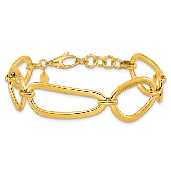 Herco 14K Polished Fancy Contemporary Link 7 Inch with .75 Inch Extension Bracelet