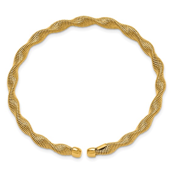Herco 14K Textured and Twisted Fancy 4.5mm Flexible Cuff Bracelet