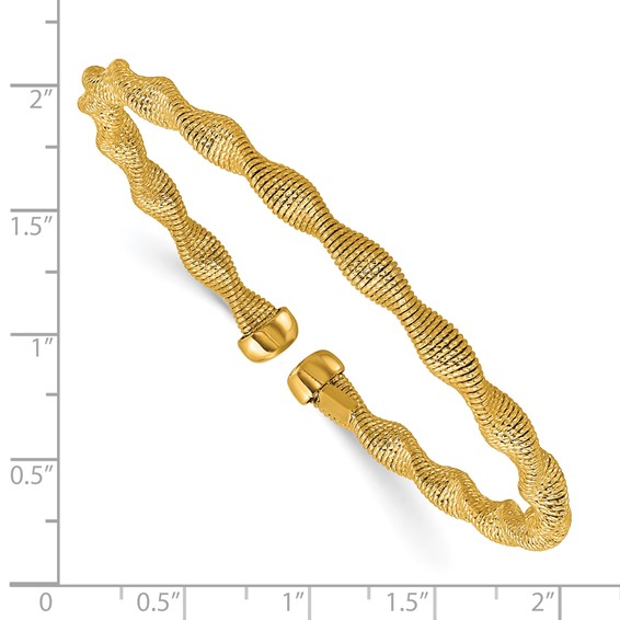 Herco 14K Textured and Twisted Fancy 4.5mm Flexible Cuff Bracelet