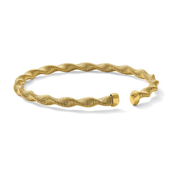 Herco 14K Textured and Twisted Fancy 4.5mm Flexible Cuff Bracelet