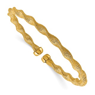 Herco 14K Textured and Twisted Fancy 4.5mm Flexible Cuff Bracelet