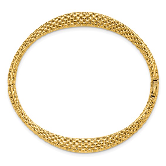 Herco 14K Polished and Twisted Popcorn Hinged Bangle