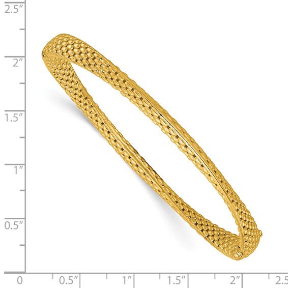 Herco 14K Polished and Twisted Popcorn Hinged Bangle
