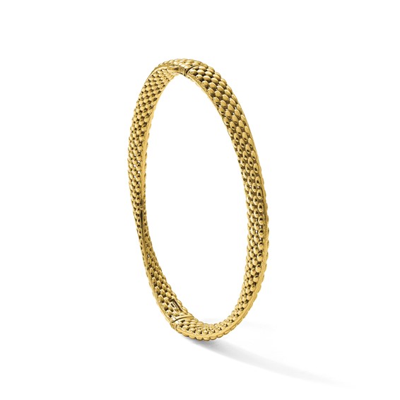 Herco 14K Polished and Twisted Popcorn Hinged Bangle