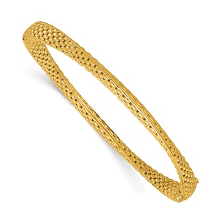 Herco 14K Polished and Twisted Popcorn Hinged Bangle