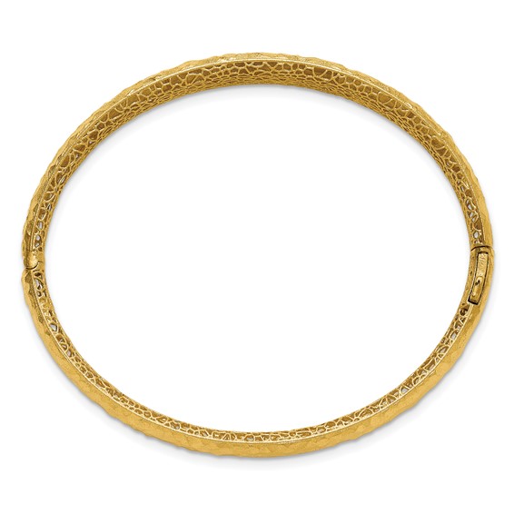 Herco 14K Brushed and Hammered Tapered Hinged Bangle