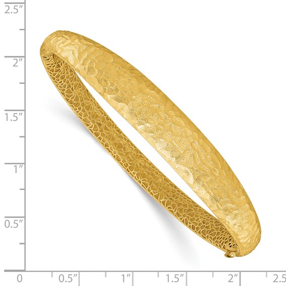Herco 14K Brushed and Hammered Tapered Hinged Bangle