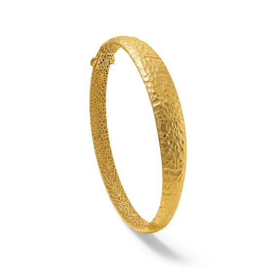 Herco 14K Brushed and Hammered Tapered Hinged Bangle