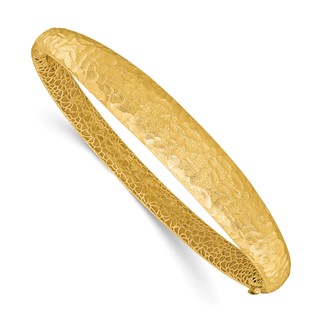 Herco 14K Brushed and Hammered Tapered Hinged Bangle