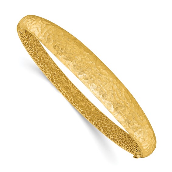 Herco 14K Brushed and Hammered Tapered Hinged Bangle