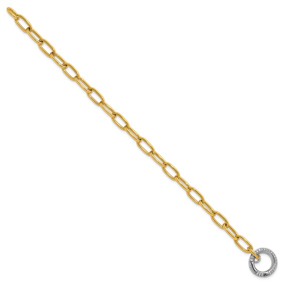 Herco 14K Two-tone Polished 3/8 carat Diamond Paperclip Link 7.75 Inch Bracelet