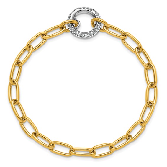 Herco 14K Two-tone Polished 3/8 carat Diamond Paperclip Link 7.75 Inch Bracelet