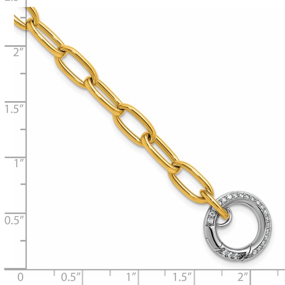 Herco 14K Two-tone Polished 3/8 carat Diamond Paperclip Link 7.75 Inch Bracelet