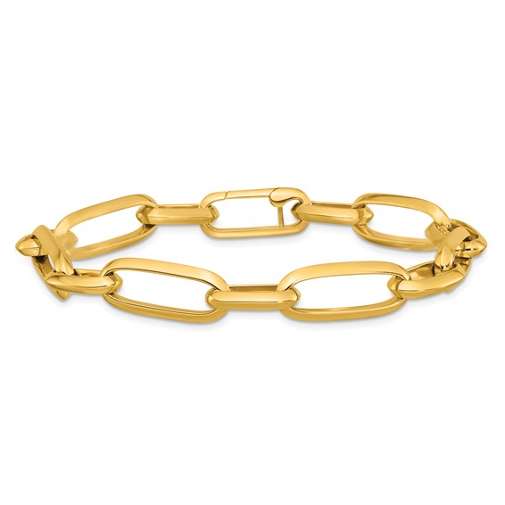 Herco 14K Polished 9.5mm Mixed Paperclip Link 8.25 Inch Bracelet