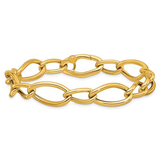 Herco 14K Polished Mixed Elongated Curb 7.75 Inch Bracelet