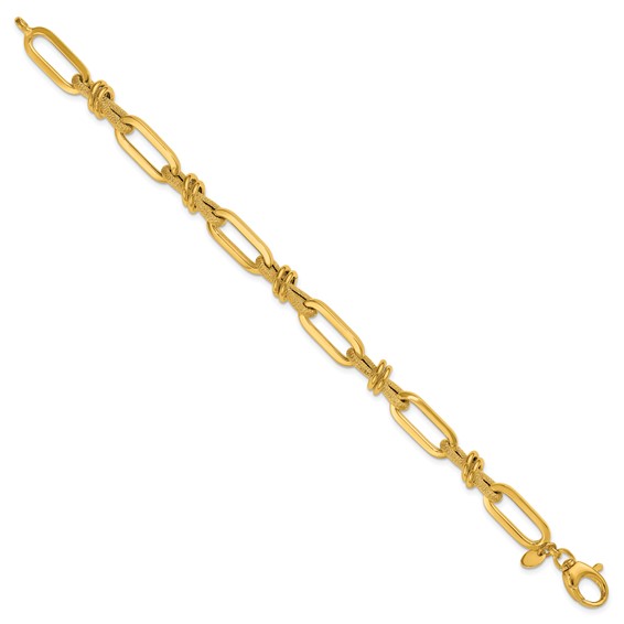 Herco 14K Polished and Textured Fancy Link 7.5 Inch Bracelet