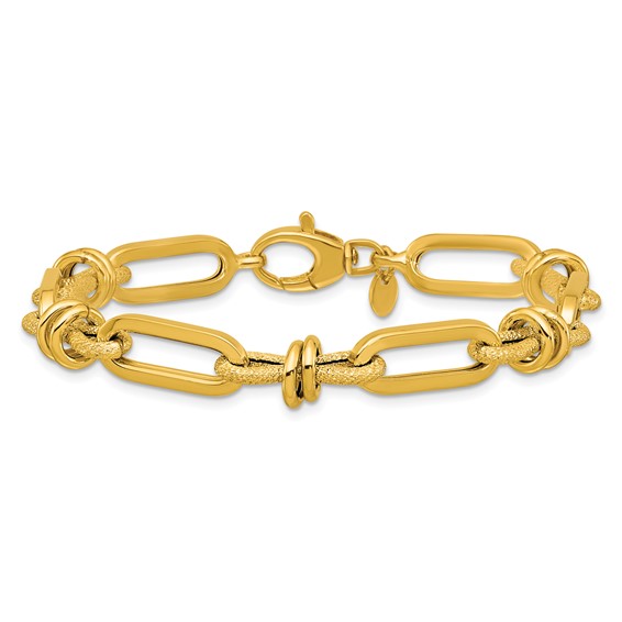 Herco 14K Polished and Textured Fancy Link 7.5 Inch Bracelet