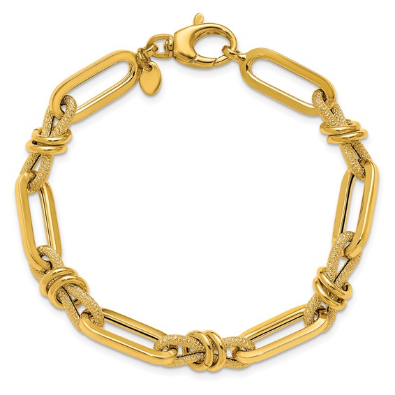 Herco 14K Polished and Textured Fancy Link 7.5 Inch Bracelet