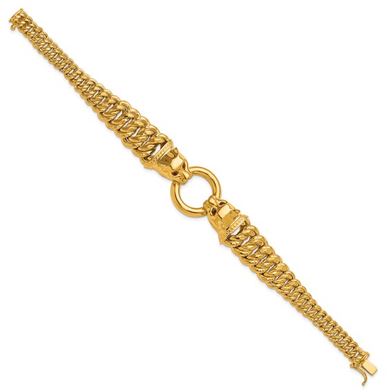 Herco 14K Polished Textured Fancy Red CZ Graduated Panther 7.75in Bracelet