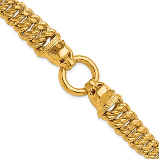 Herco 14K Polished Textured Fancy Red CZ Graduated Panther 7.75in Bracelet