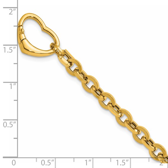 Herco 14K Polished Fancy Heart Clasp Cable Link 7.5 Inch Bracelet