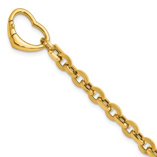 Herco 14K Polished Fancy Heart Clasp Cable Link 7.5 Inch Bracelet