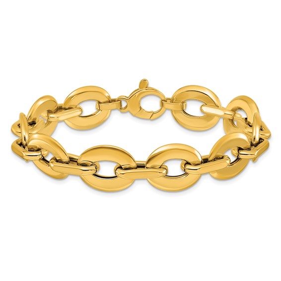 Herco 14K Polished 13.5mm Flat Oval Link 7.5 Inch Bracelet