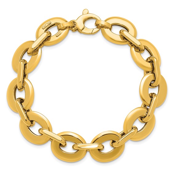 Herco 14K Polished 13.5mm Flat Oval Link 7.5 Inch Bracelet